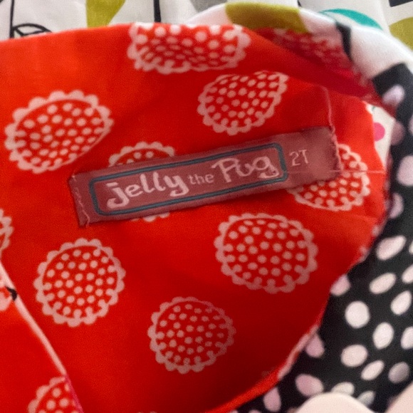 JELLY THE PUG NWT Whimsical Mixed Prints Cottagecore Peter Pan Collar Dress - Picture 4 of 4